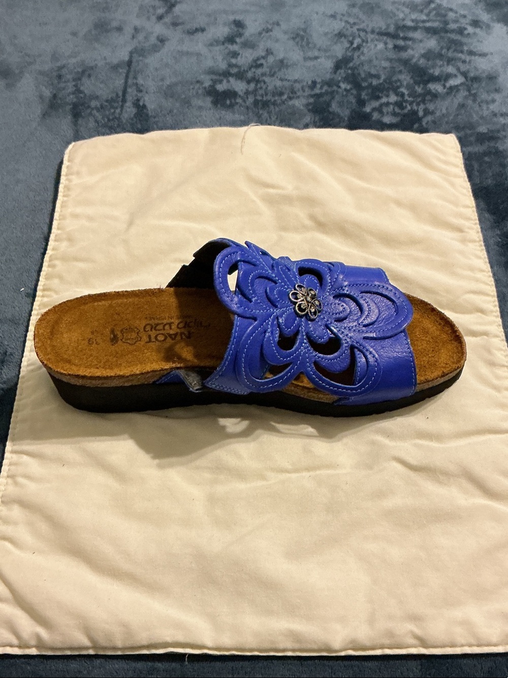 Naot Blue Floral Cutout Slip-On Clog Mule